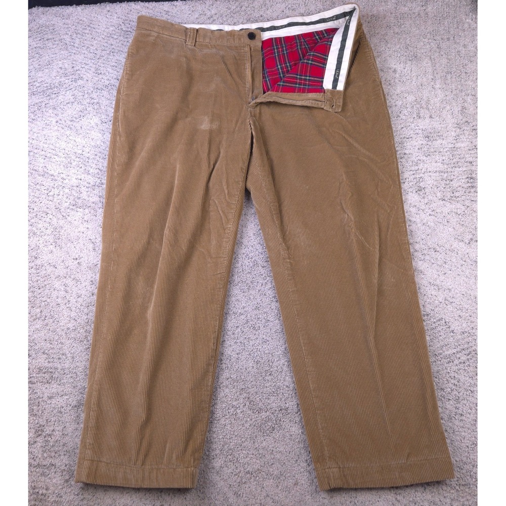 LL Bean Flannel Lined Pants Mens 44 44x30 Corduroy Natural Fit Trousers Brown